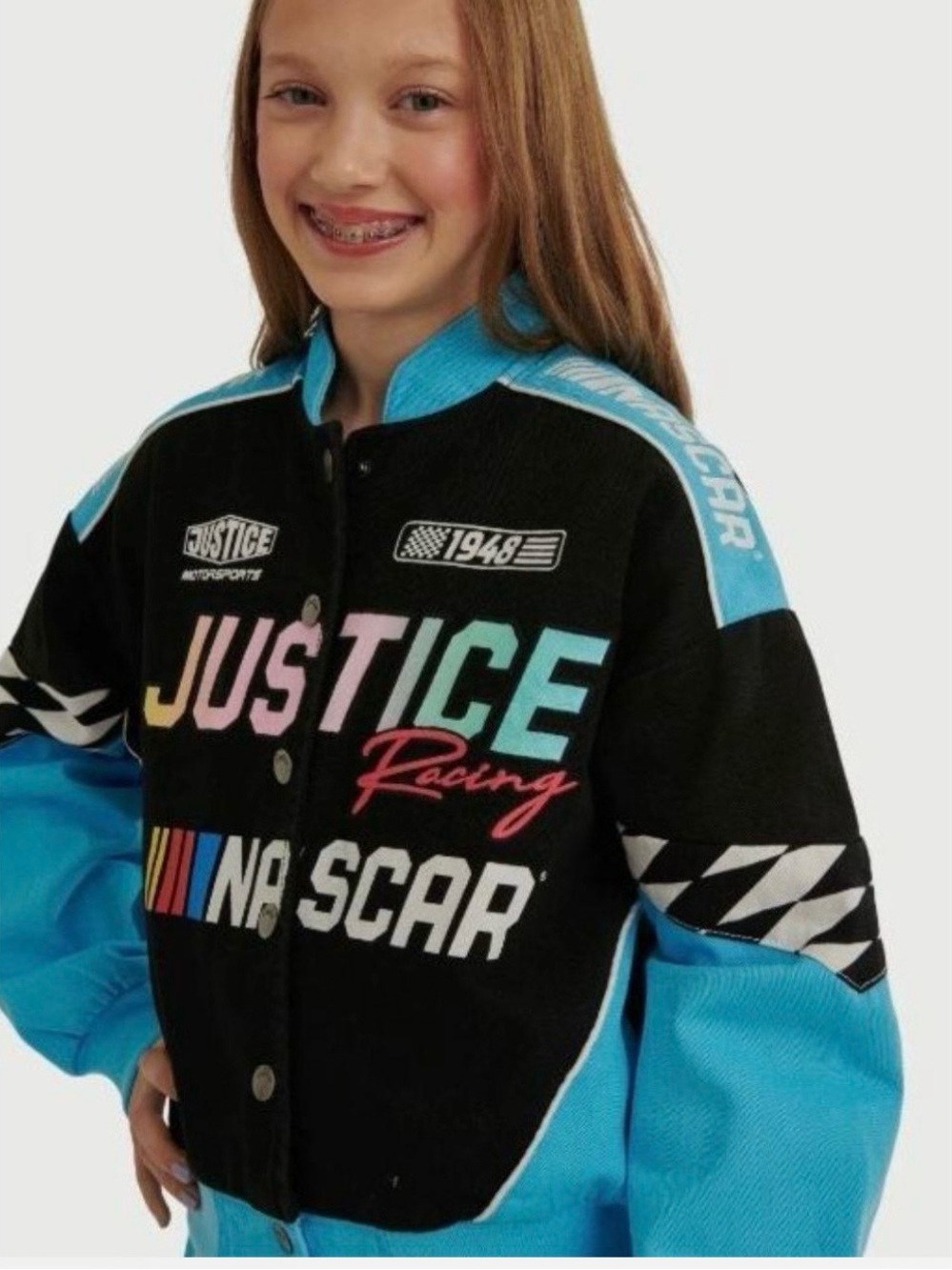 Justice x NASCAR racing bomber jacket size Small